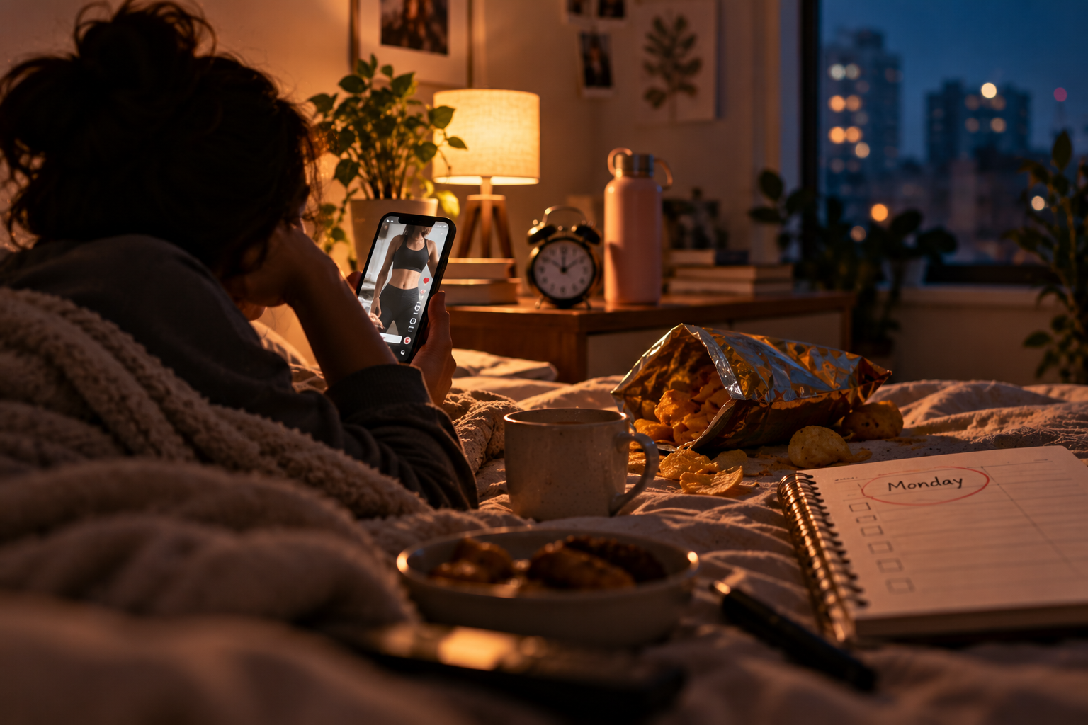 Scrolling weight-loss reels late at night