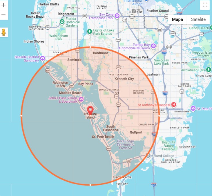 Original Pizza Delivery Area Map