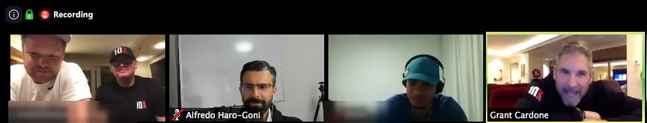Alfredo Haro-Go&ntilde;i on a video call with Grant Cardone