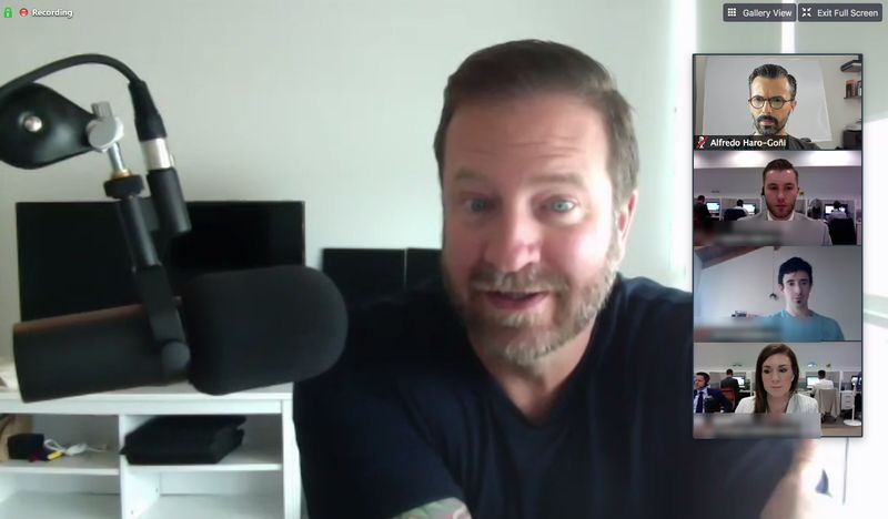 Alfredo Haro-Go&ntilde;i on a video call with Frank Kern