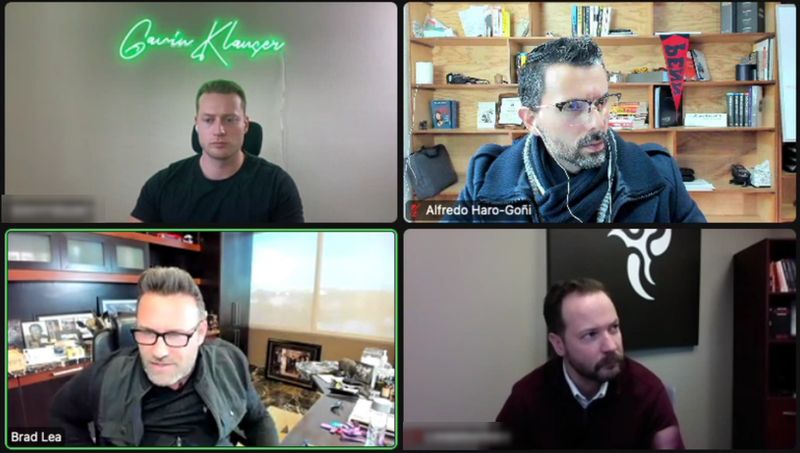 Alfredo Haro-Go&ntilde;i on a video call with Brad Lea