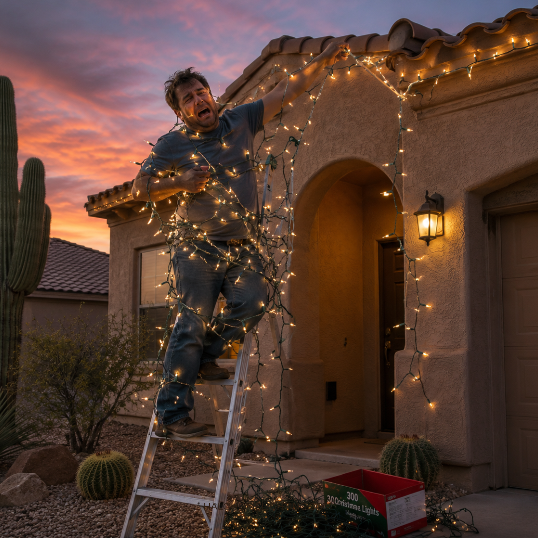 The hassle of installing traditional Christmas lights