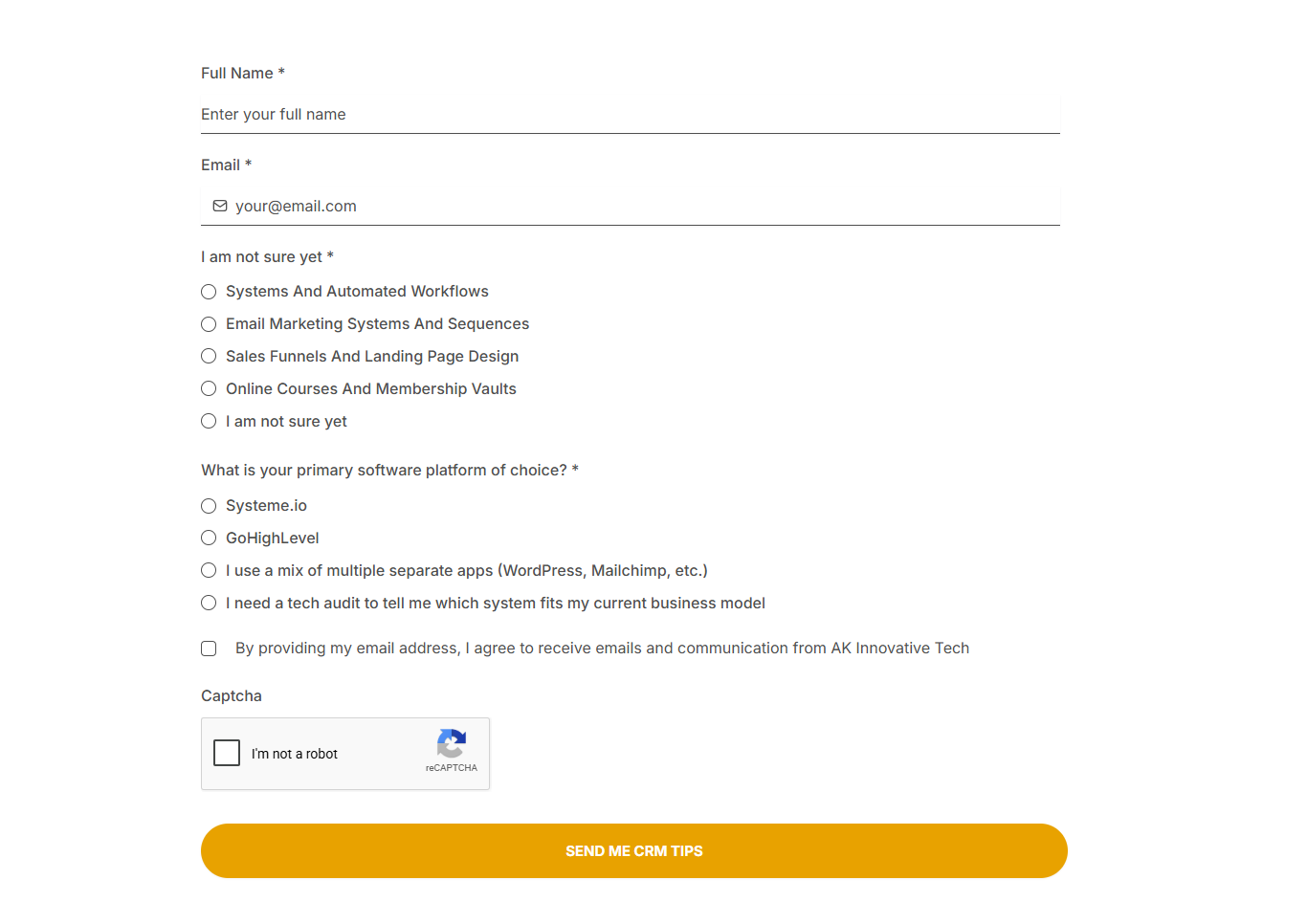 AK Innovative Tech Newsletter Sign Up Form