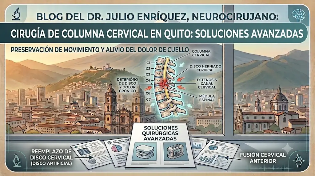 Dr. Julio Enríquez neurocirujano cirugía columna cervical hernia discal cervical Quito Ecuador Hospital de los Valles