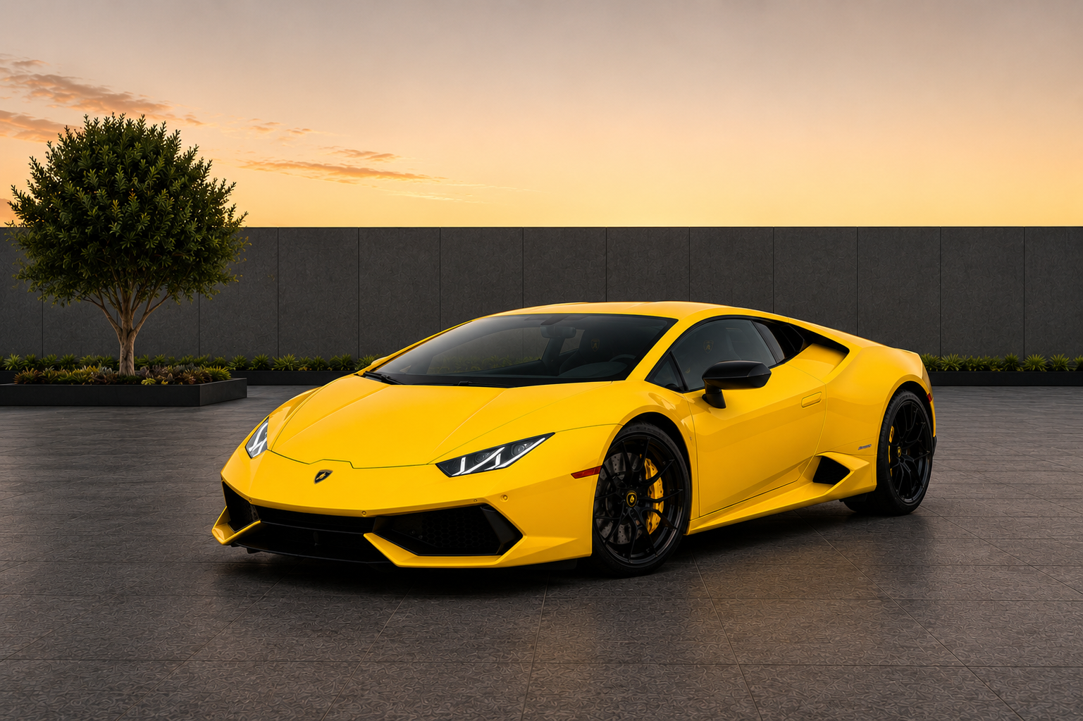 Lamborghini Huracan Yellow exotic supercar rental in Sterling Virginia with 610 horsepower automatic transmission and luxury performance styling