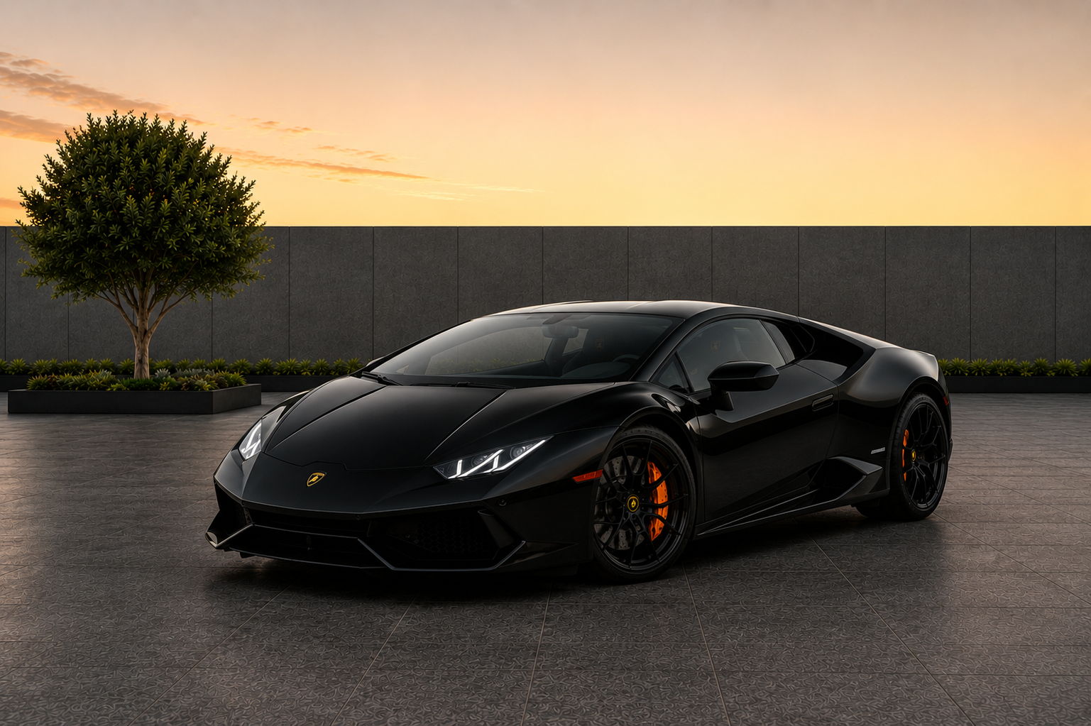 Lamborghini Huracan Black luxury exotic car rental in Sterling Virginia with 610 horsepower V10 performance and automatic transmission