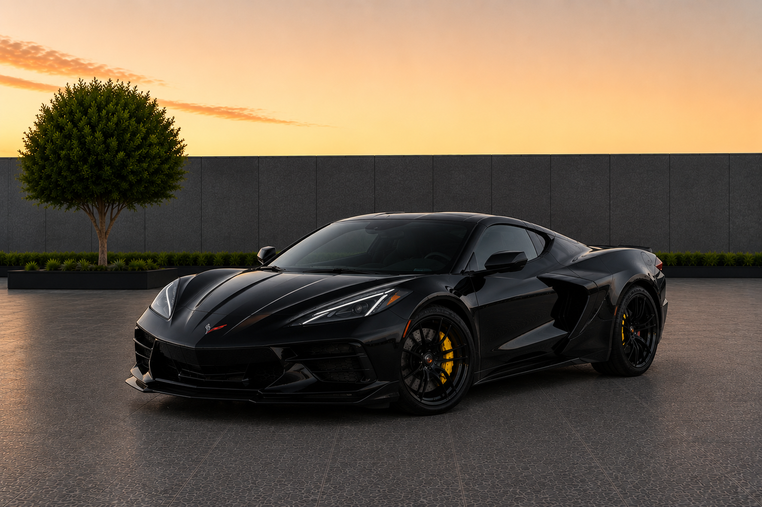 Corvette C8 3LT Black exotic sports car rental in Sterling Virginia with 495 horsepower engine and premium performance design