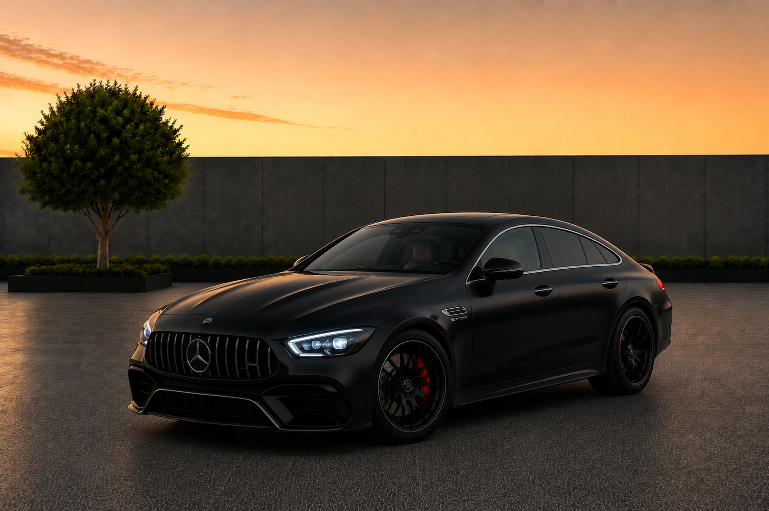 Mercedes AMG GT63s Black luxury performance sedan rental in Sterling Virginia with 503 horsepower and automatic transmission