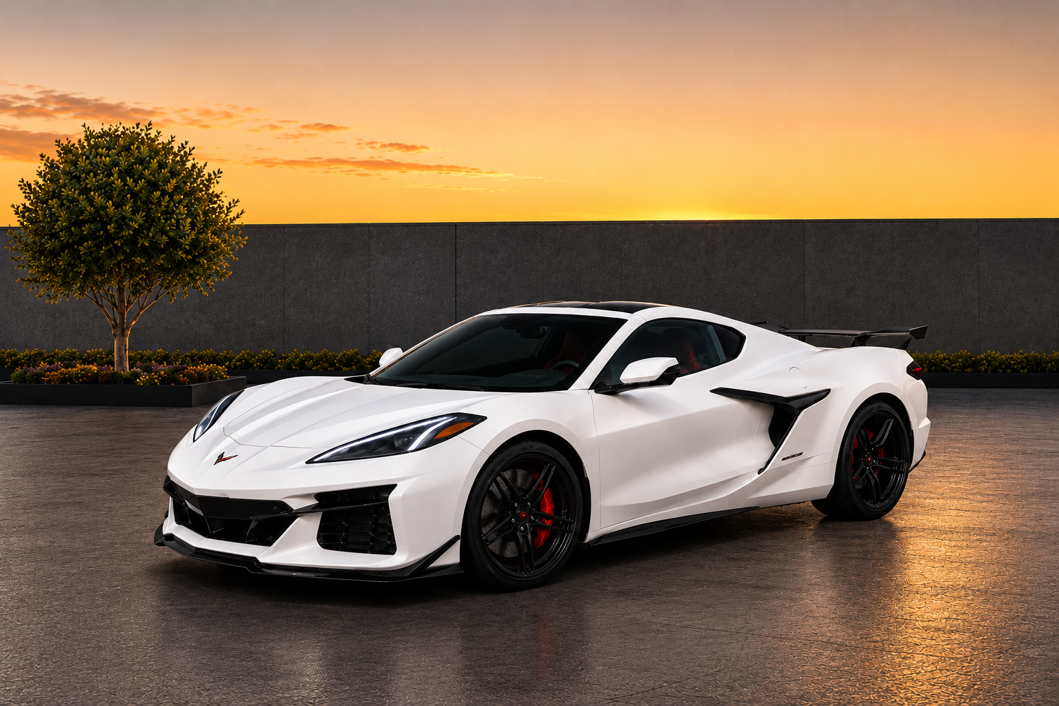 Corvette Z06 Convertible White rental in Sterling Virginia with two tone interior, 495 horsepower engine, and exotic performance