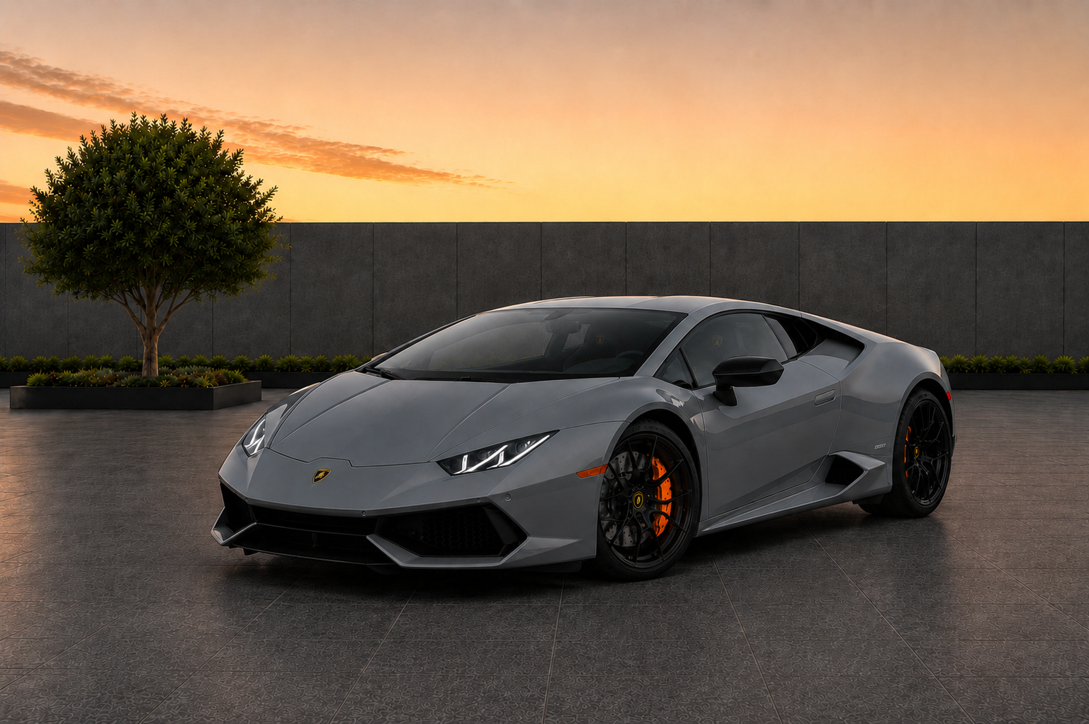 Lamborghini Huracan Gray luxury supercar rental in Sterling Virginia with exotic performance design and 610 horsepower engine
