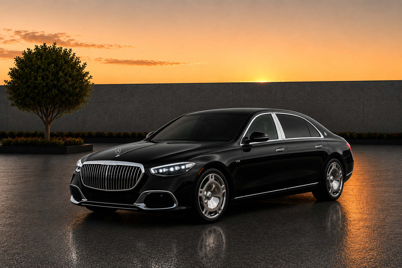 Mercedes-Benz Maybach S580 ultra luxury sedan rental in Sterling Virginia with premium five seat comfort and executive styling