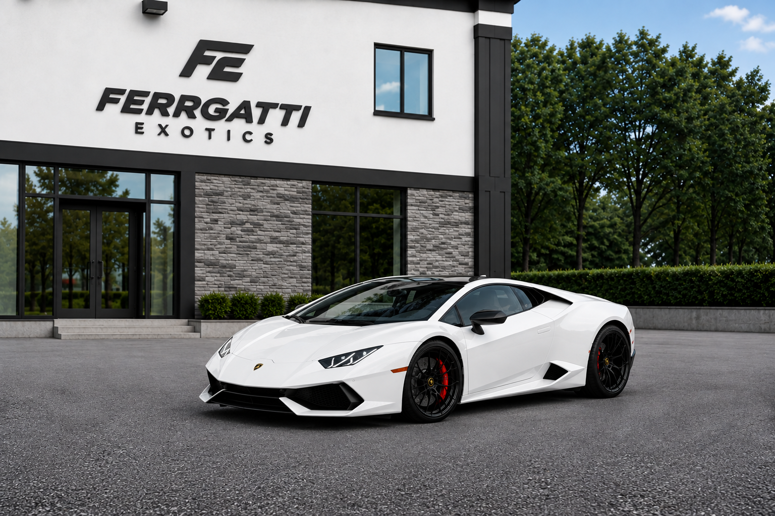 Lamborghini Huracan White exotic sports car rental in Sterling Virginia with luxury two seat interior and premium performance