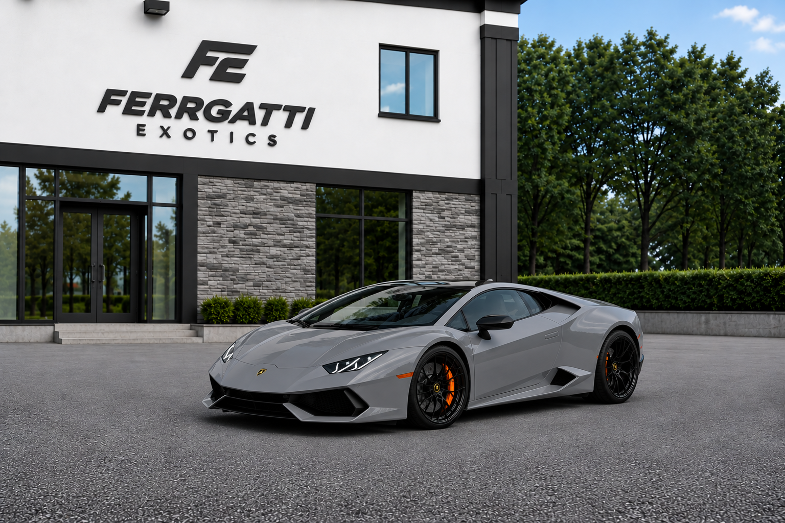 Lamborghini Huracan Gray luxury supercar rental in Sterling Virginia with exotic performance design and 610 horsepower engine