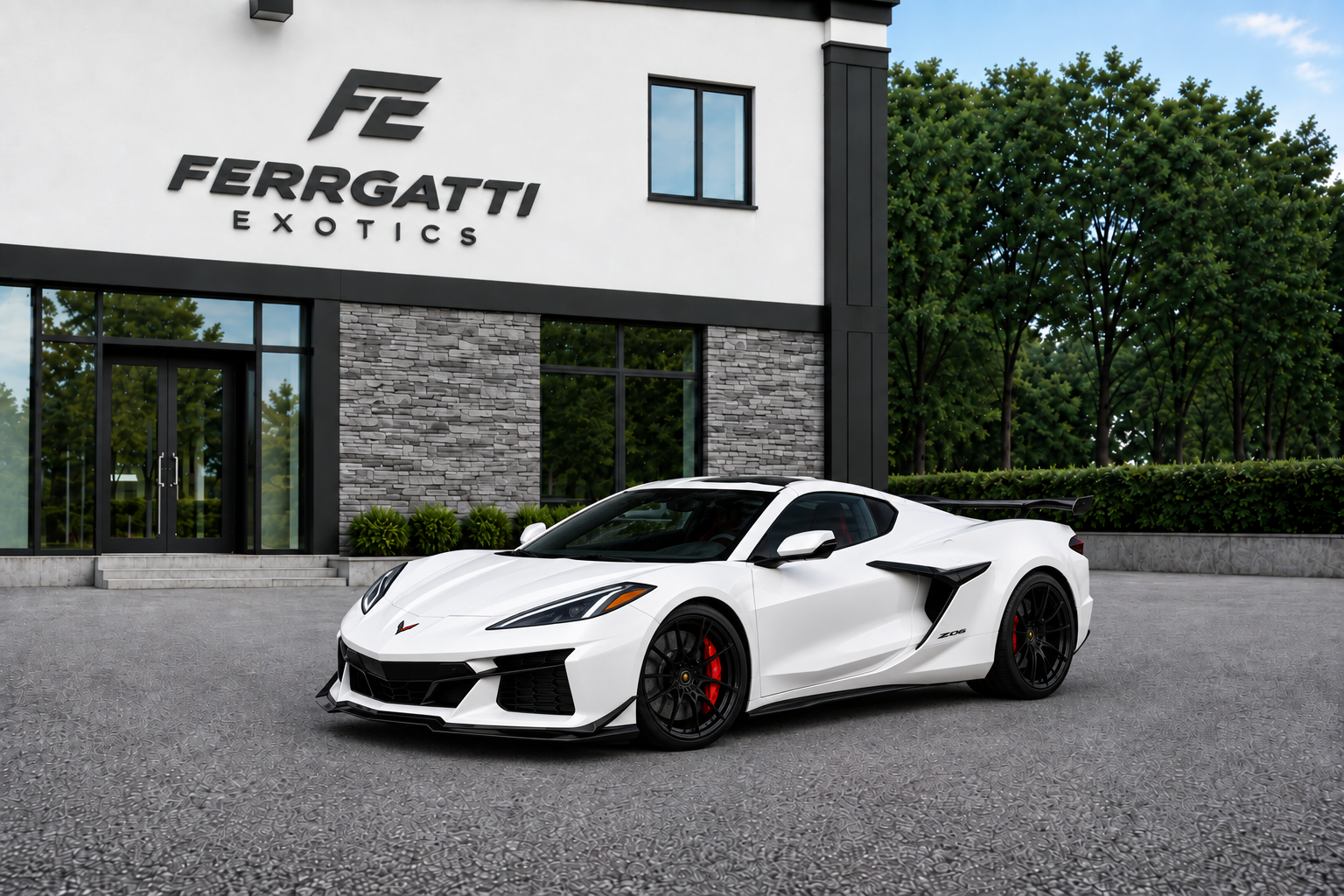 Corvette Z06 Convertible White rental in Sterling Virginia with two tone interior, 495 horsepower engine, and exotic performance