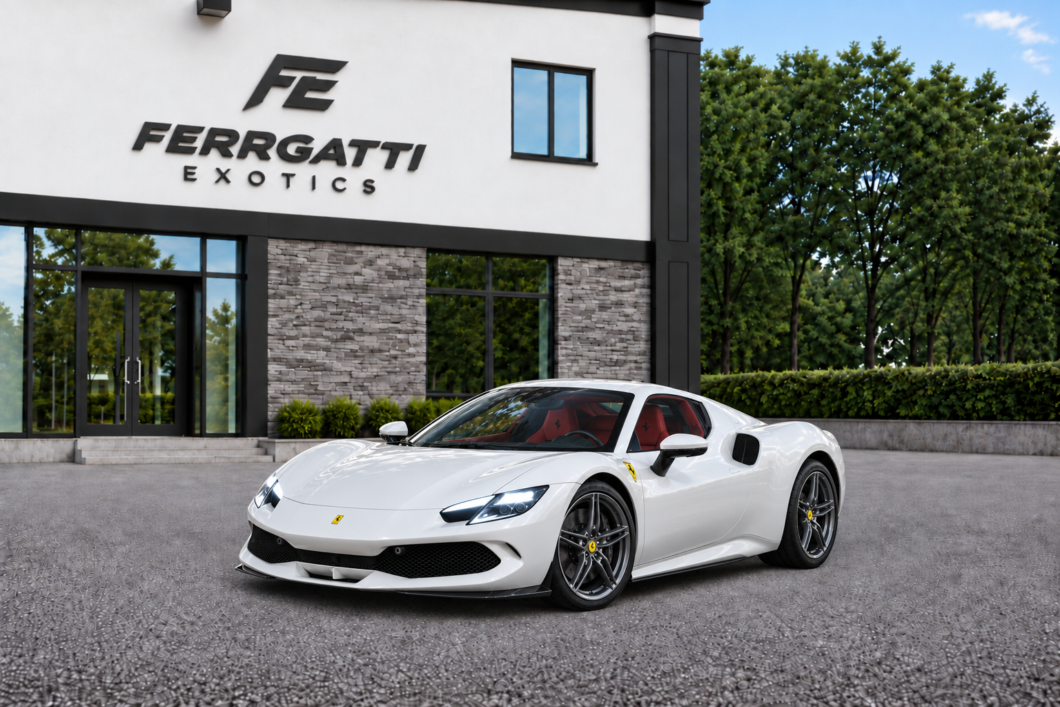 Ferrari 296 GTB exotic supercar rental in Sterling Virginia with 610 horsepower automatic transmission and luxury performance styling
