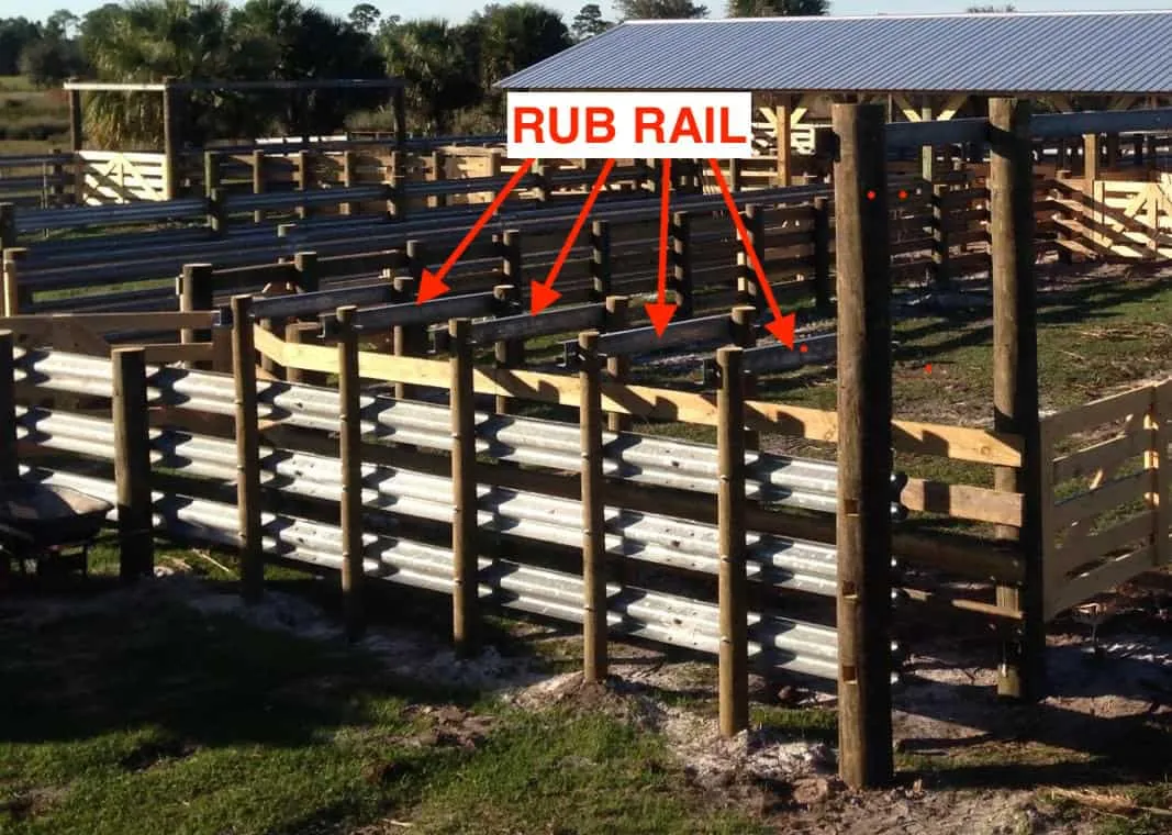 Rub rail fencing installed on a farm