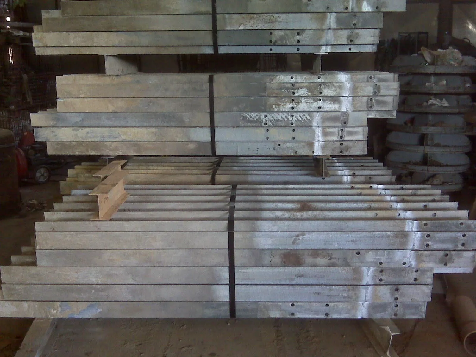 Stack of resectioned I-beam posts
