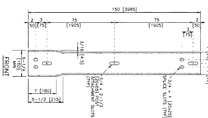 Rub rail C-channel spec drawing