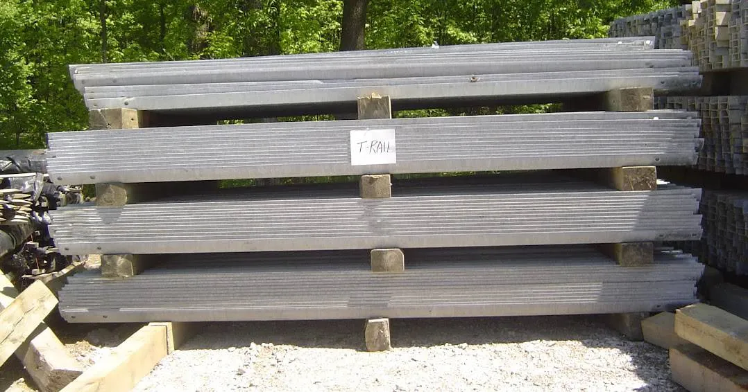 Thrie-beam guardrail panels on a trailer
