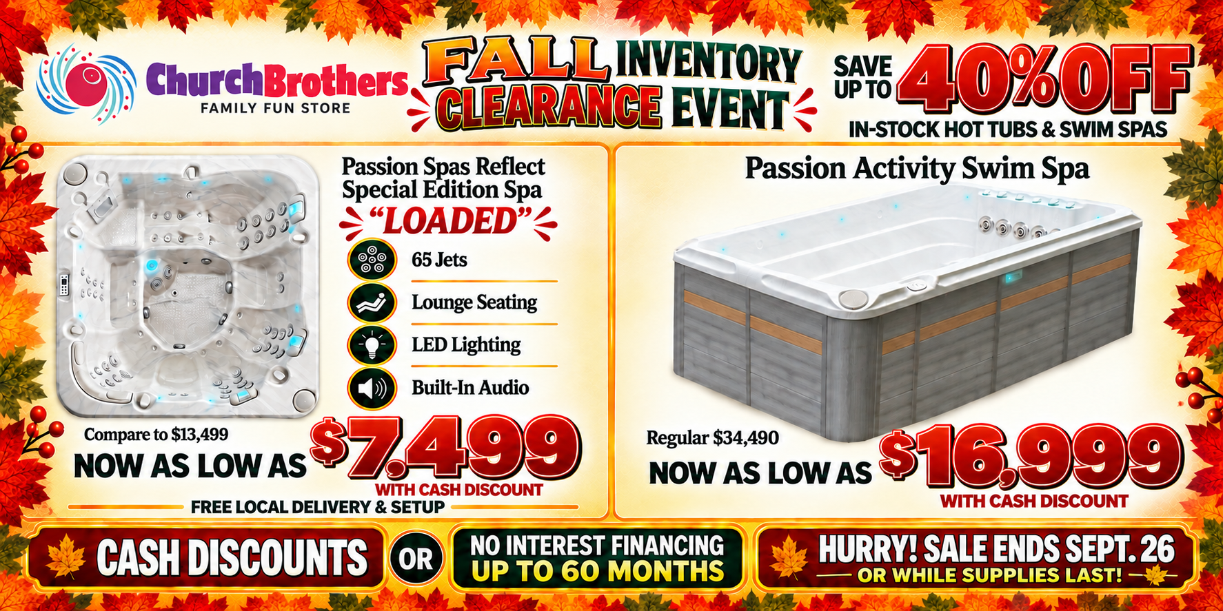 Hot tub sale at Church Brothers
