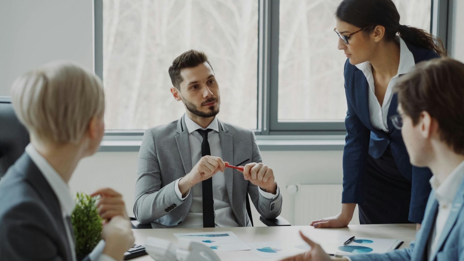 Business team discussing Key Person Cover and protecting the future of the company. Business team discussing Key Person Cover and protecting the future of the company.