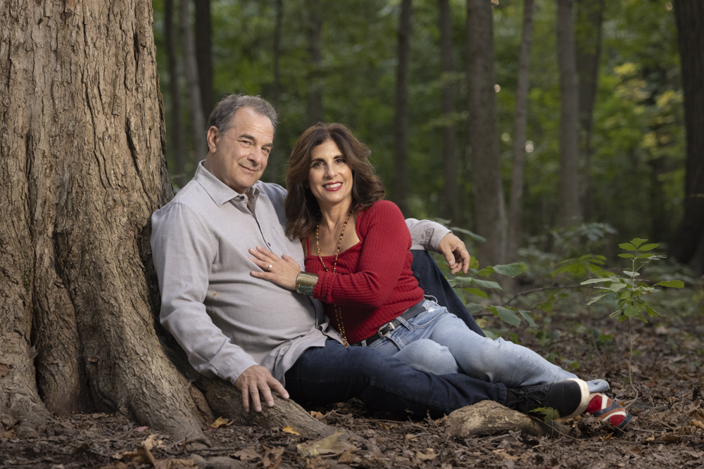 family photo with blue background