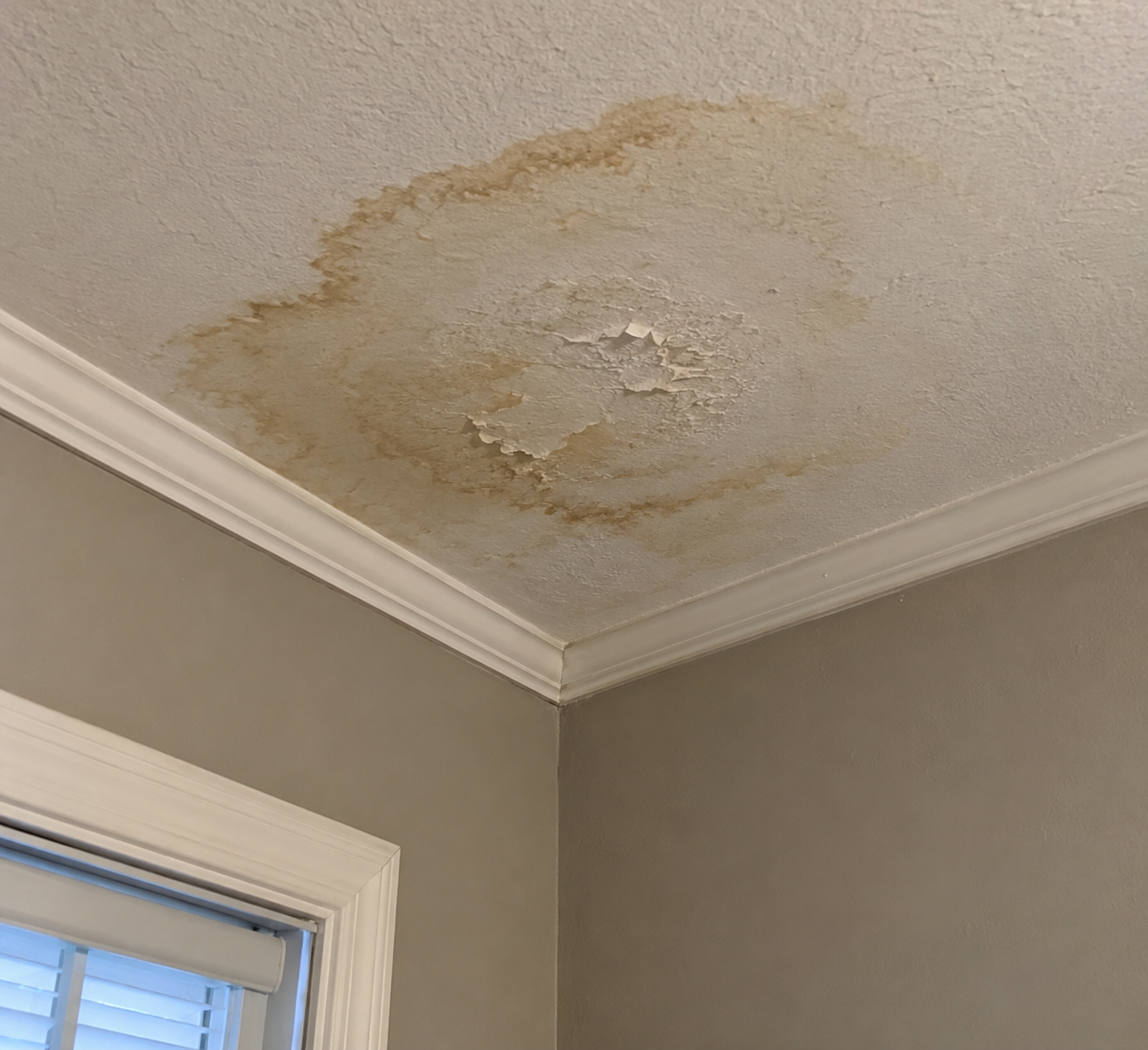 Leaky roof water damage
