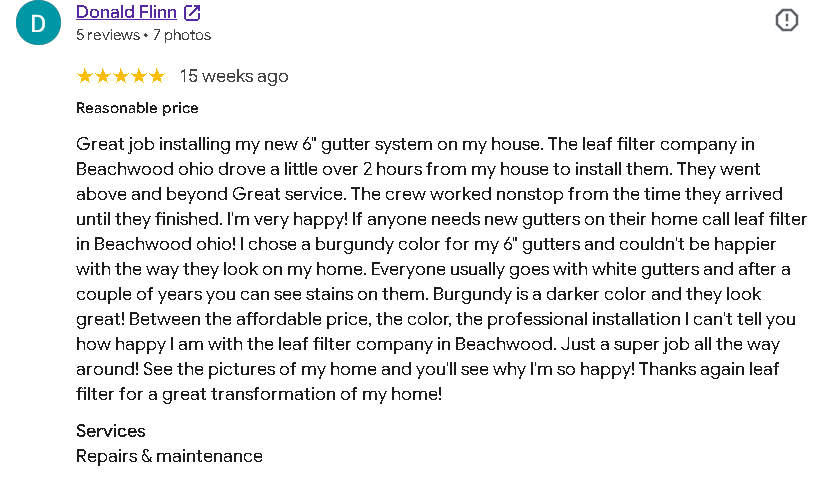 Real Google review screenshot