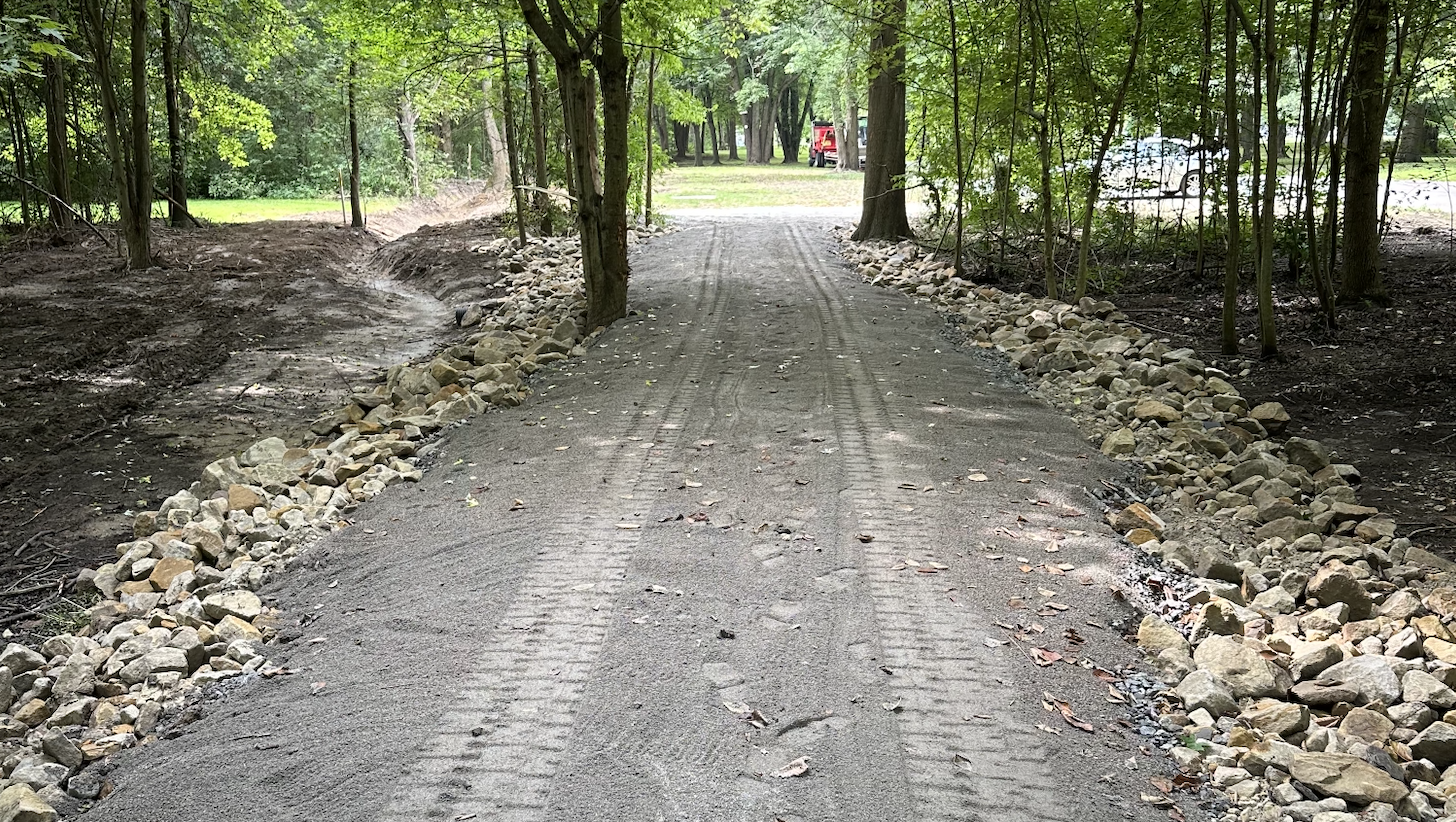 Driveway excavation and gravel base preparation in Trumbull County