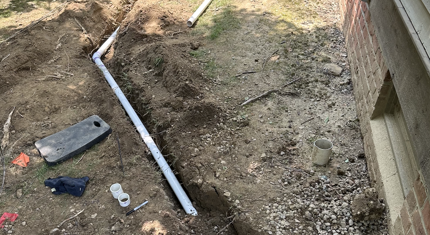 Downspout install in Trumbull County