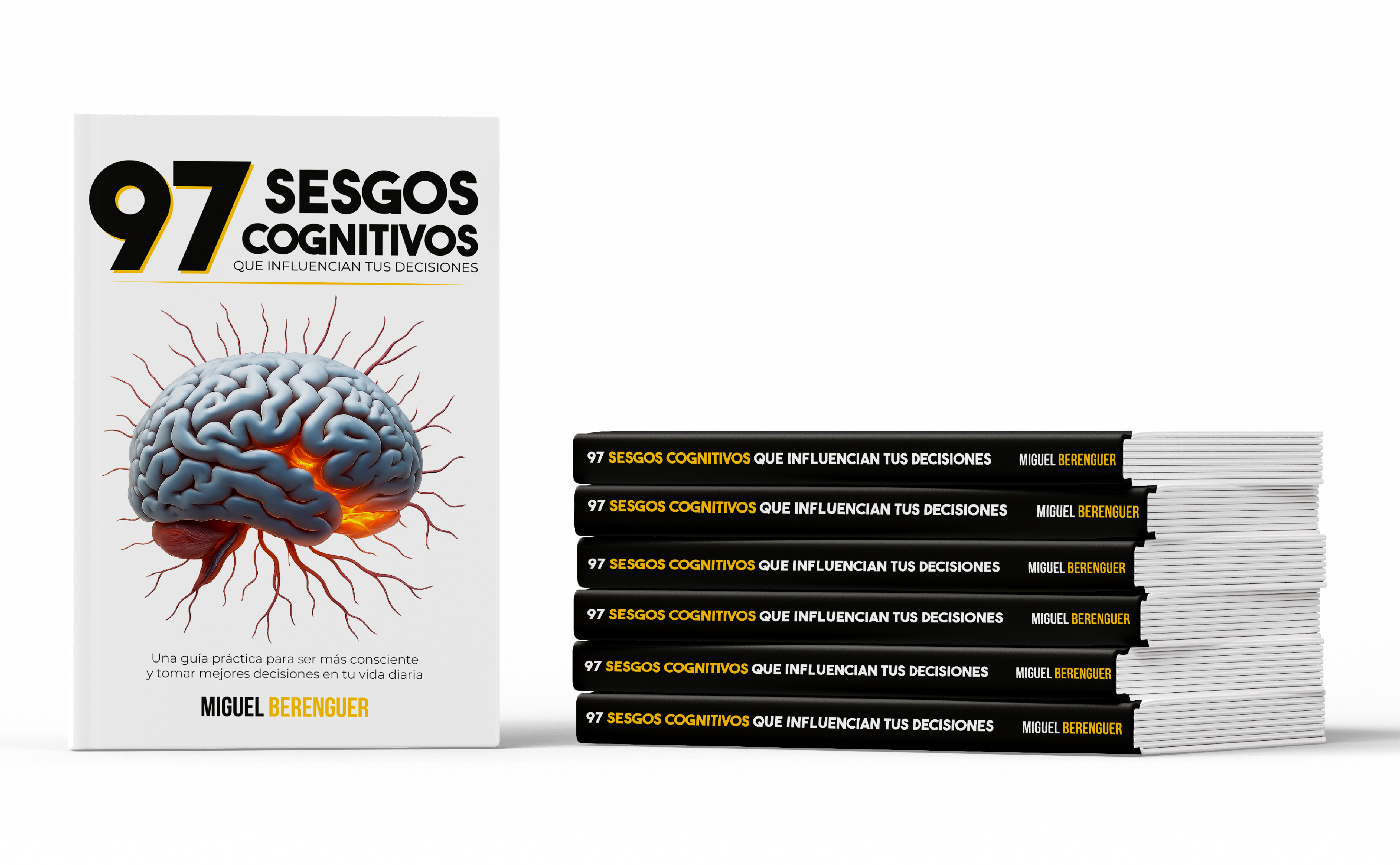 Mockup del libro 97 Sesgos Cognitivos de Miguel Berenguer