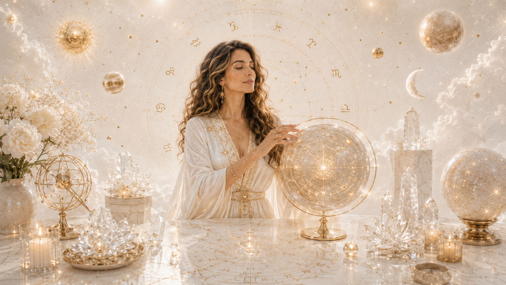 planetas astrológicos con líneas de carta natal para estudiar Sol Luna Ascendente Venus Marte y Saturno