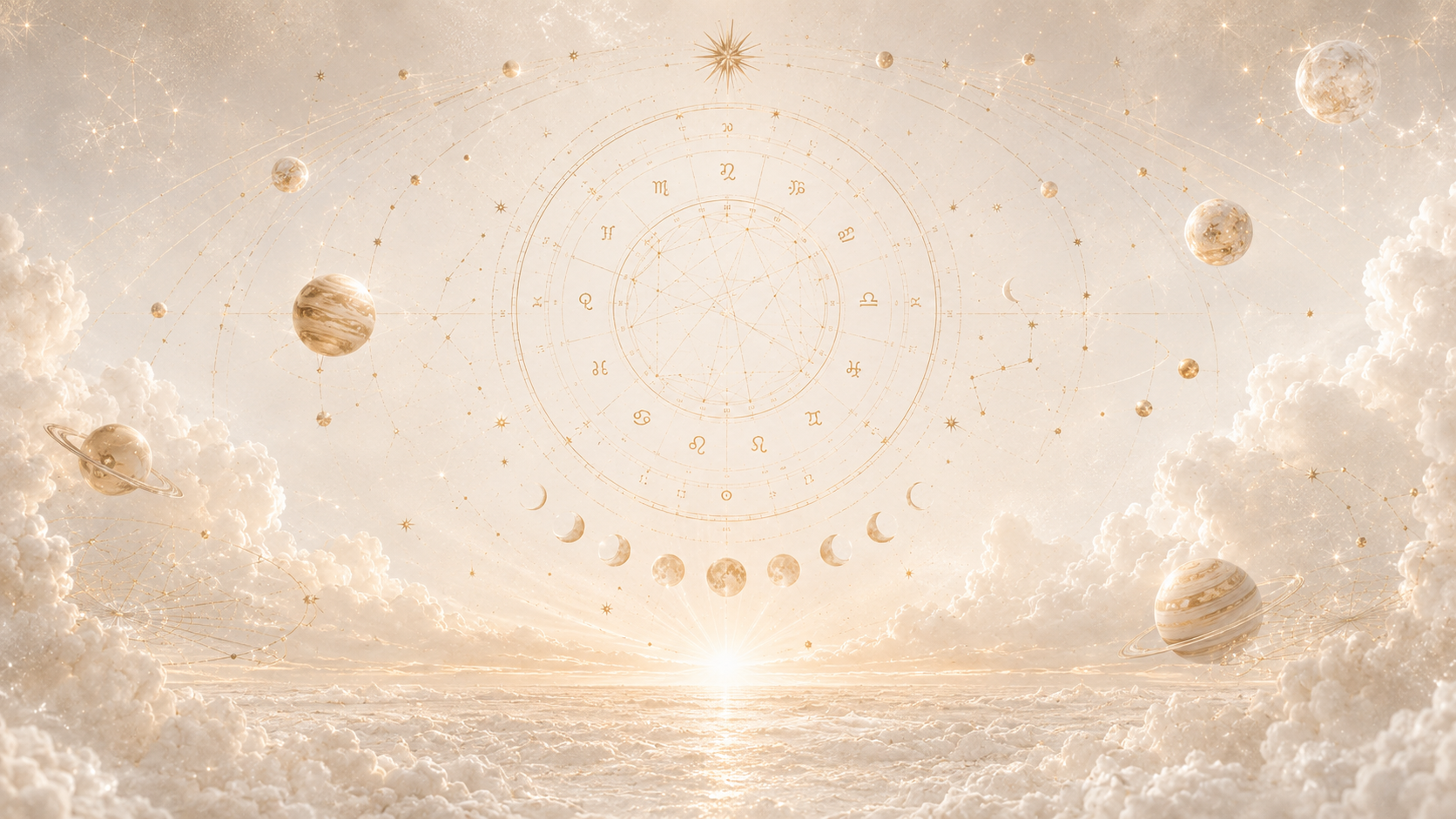 rueda zodiacal luminosa con símbolos astrológicos para explicar signos del zodíaco y carta astral completa