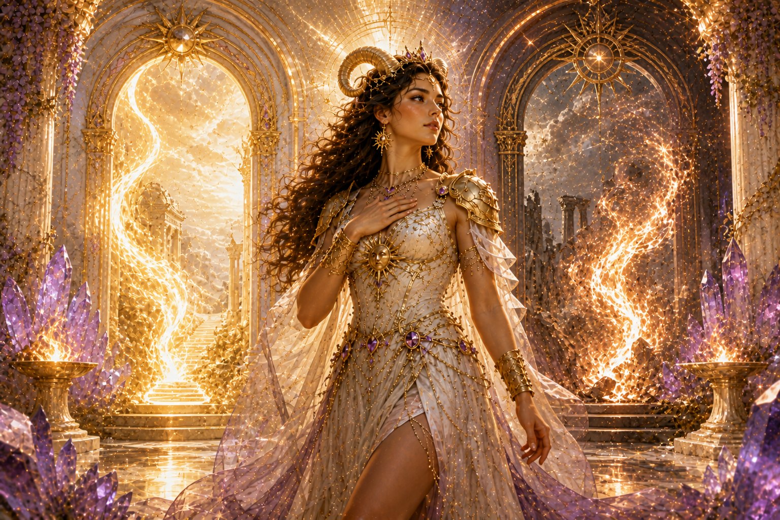 Dos senderos de fuego representan la luz y la sombra de Aries