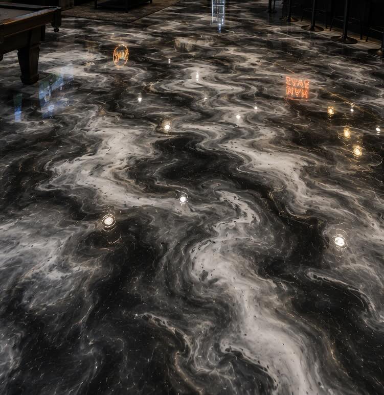 Metallic epoxy finished floor — Petaluma living room
