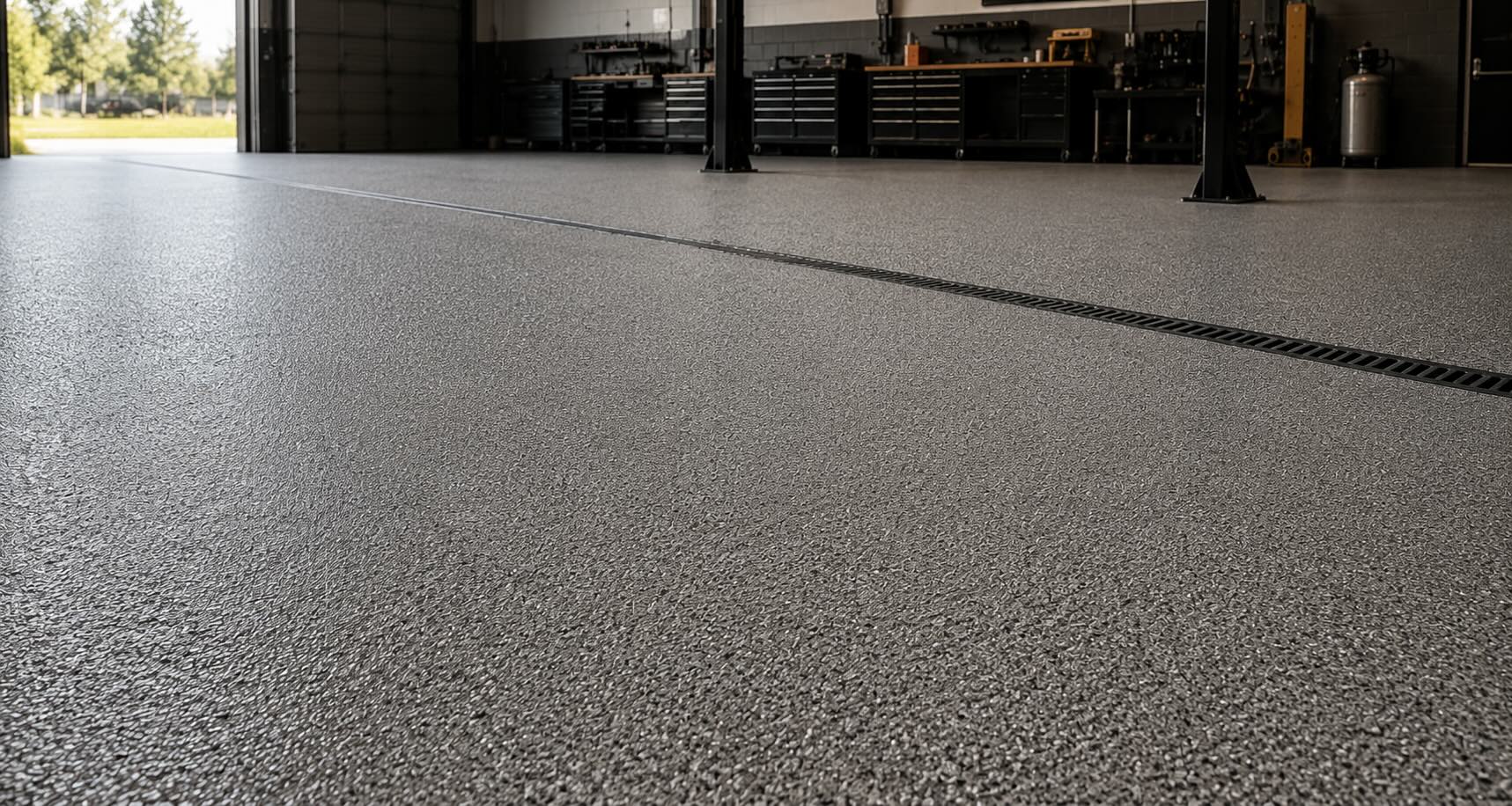 Finished sand broadcast epoxy floor installation by Bear Bond Epoxy in Sonoma County