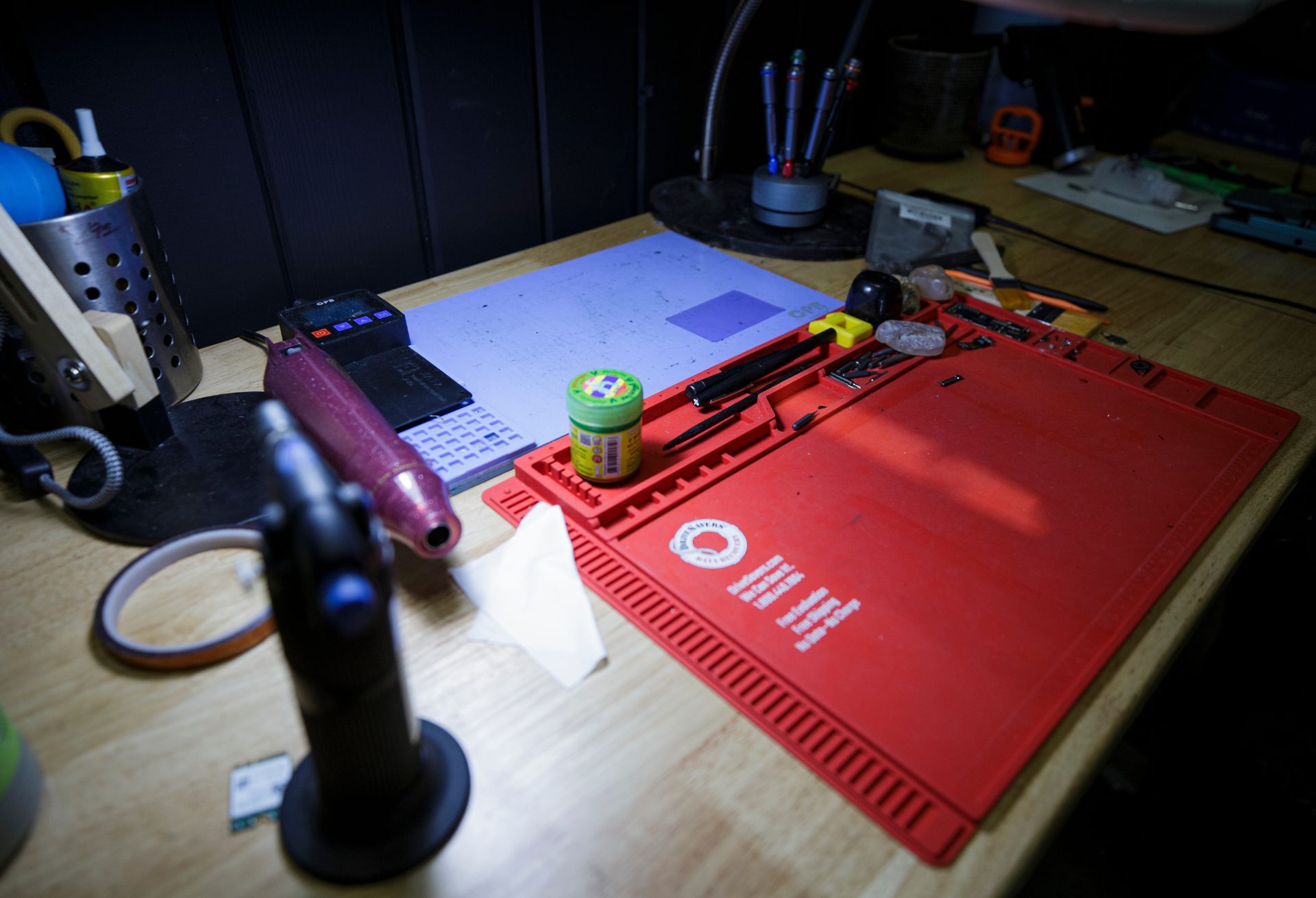 Smartphone internals during a precision repair at Redding Smart Repair
