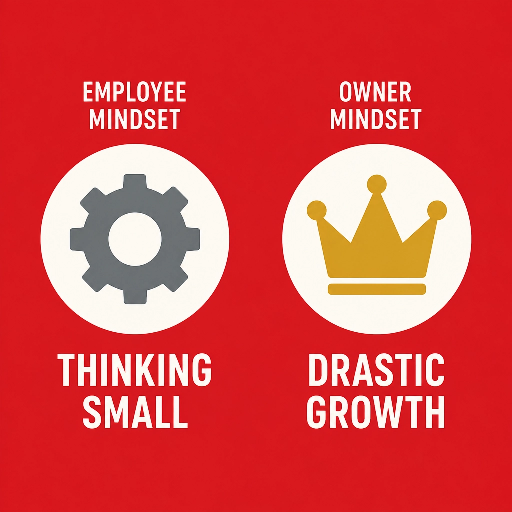 Employee vs Owner mindset graphic