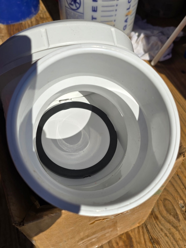 A backwater valve, looking inside with the flap closed