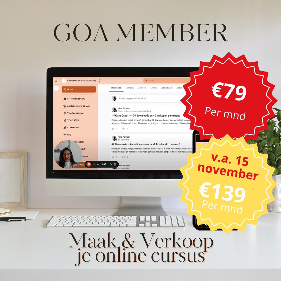 Online ondernemerscommunity voor het maken en verkopen van winstgevende online cursussen