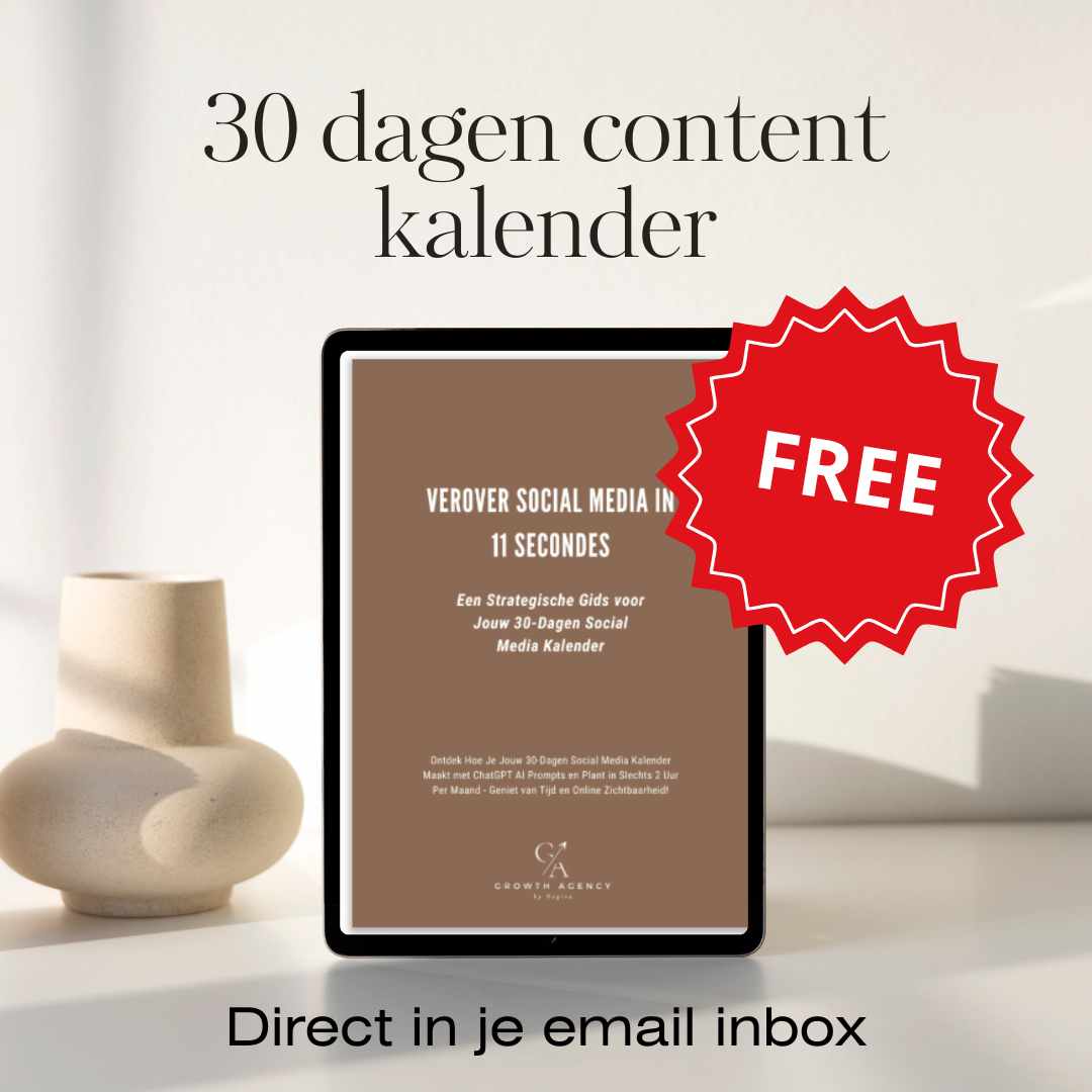 Gratis 30-dagen contentkalender PDF met ChatGPT prompts voor social media ondernemers