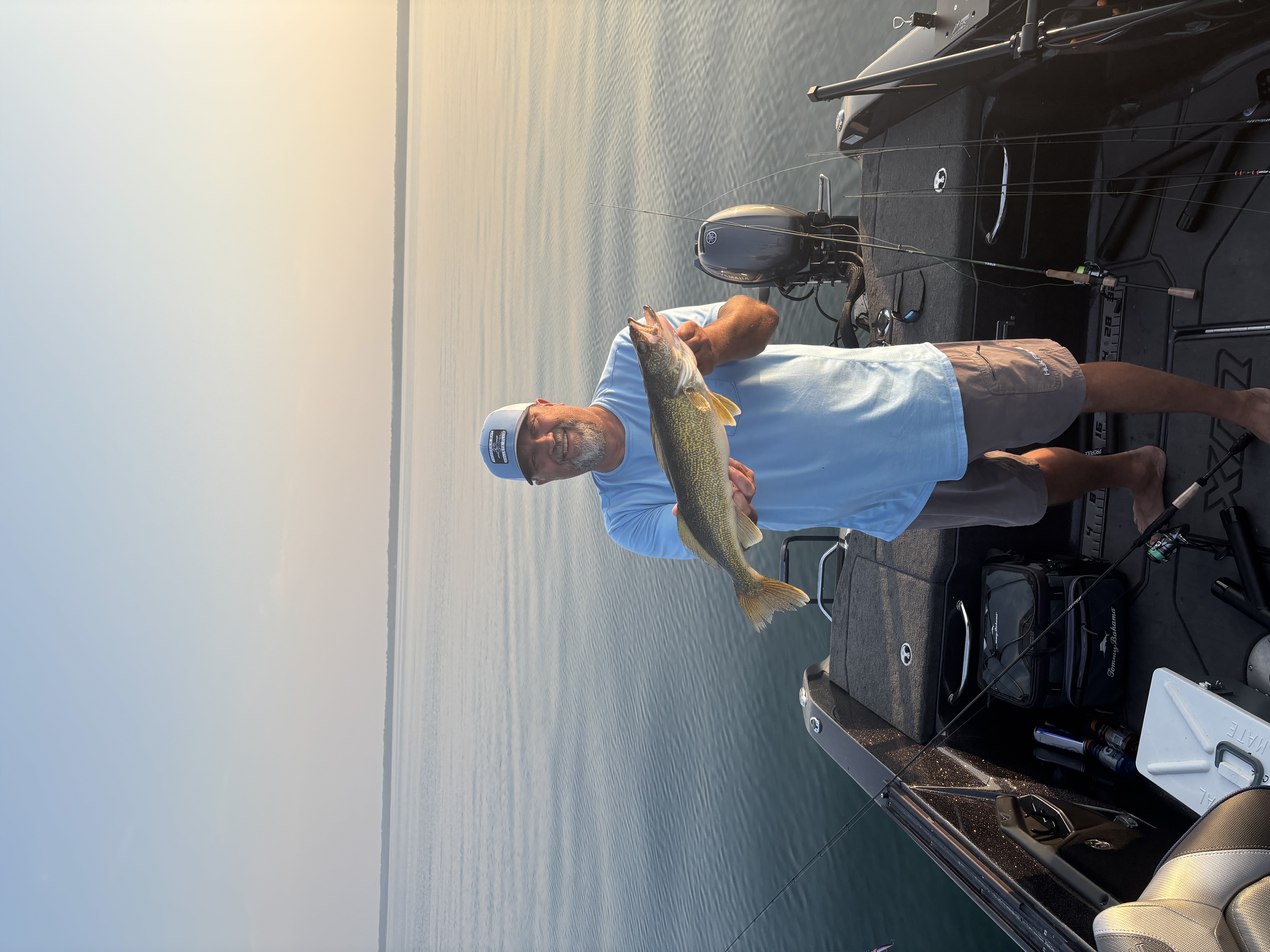 Netting a walleye on a Northern Michigan lake