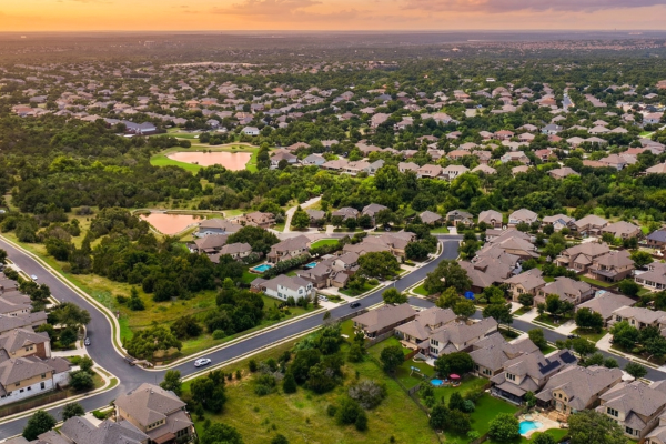 Behrens Ranch Round Rock neighborhood with suburban homes, sidewalks, and community-oriented layout