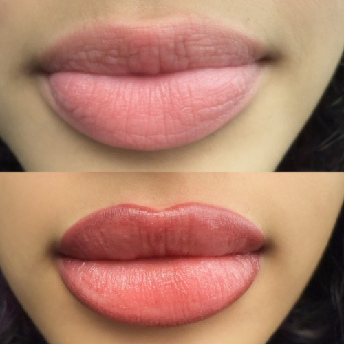 Full lip blush permanent makeup result by Tracey Collett in Chandler AZ