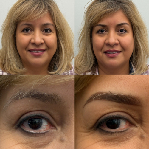 Soft powder ombré brows permanent makeup result by Tracey Collett