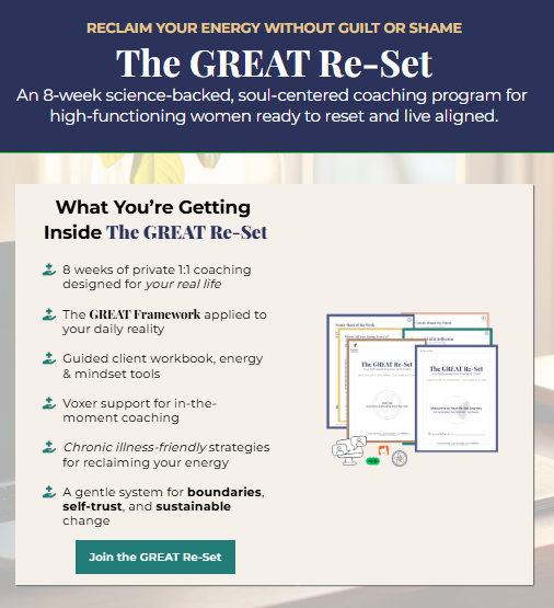 The GREAT Re-Set Program | b•great Coaching for Women with Chronic ...