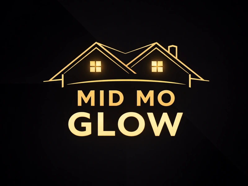 Mid Mo Glow logo with a gold house outline and glowing windows
