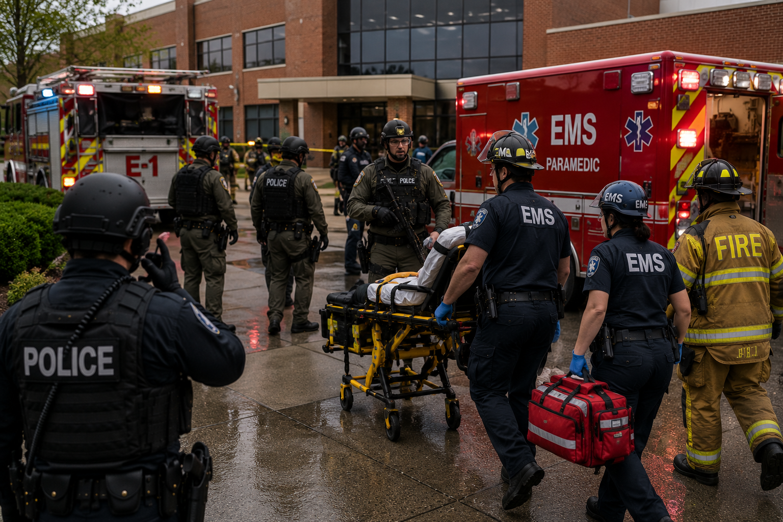 Law enforcement, EMS, and fire personnel working together during the early phase of a high-threat incident response Law enforcement, EMS, and fire personnel working together during the early phase of a high-threat incident response