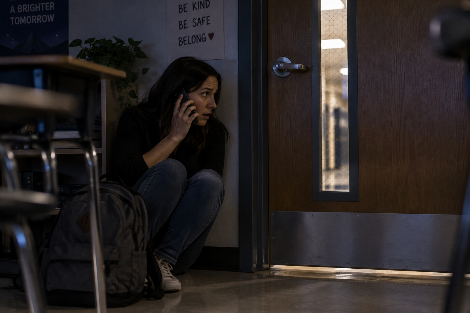 Civilian safely sheltering while providing firsthand incident information to a 911 dispatcher Civilian safely sheltering while providing firsthand incident information to a 911 dispatcher