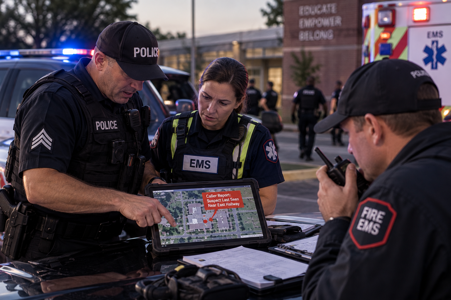 Field responders reviewing updated 911 caller intelligence to refine early incident decisions Field responders reviewing updated 911 caller intelligence to refine early incident decisions